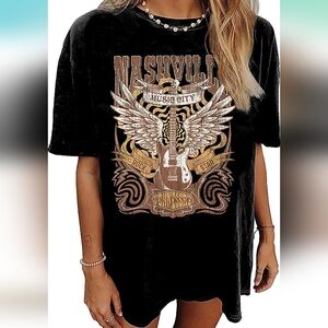 Oversized Black Nashville T Shirt EUC Size L